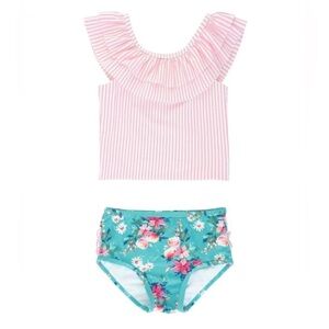 Ruffle Butts Fancy Me Floral Seersucker Ruffled Tankini